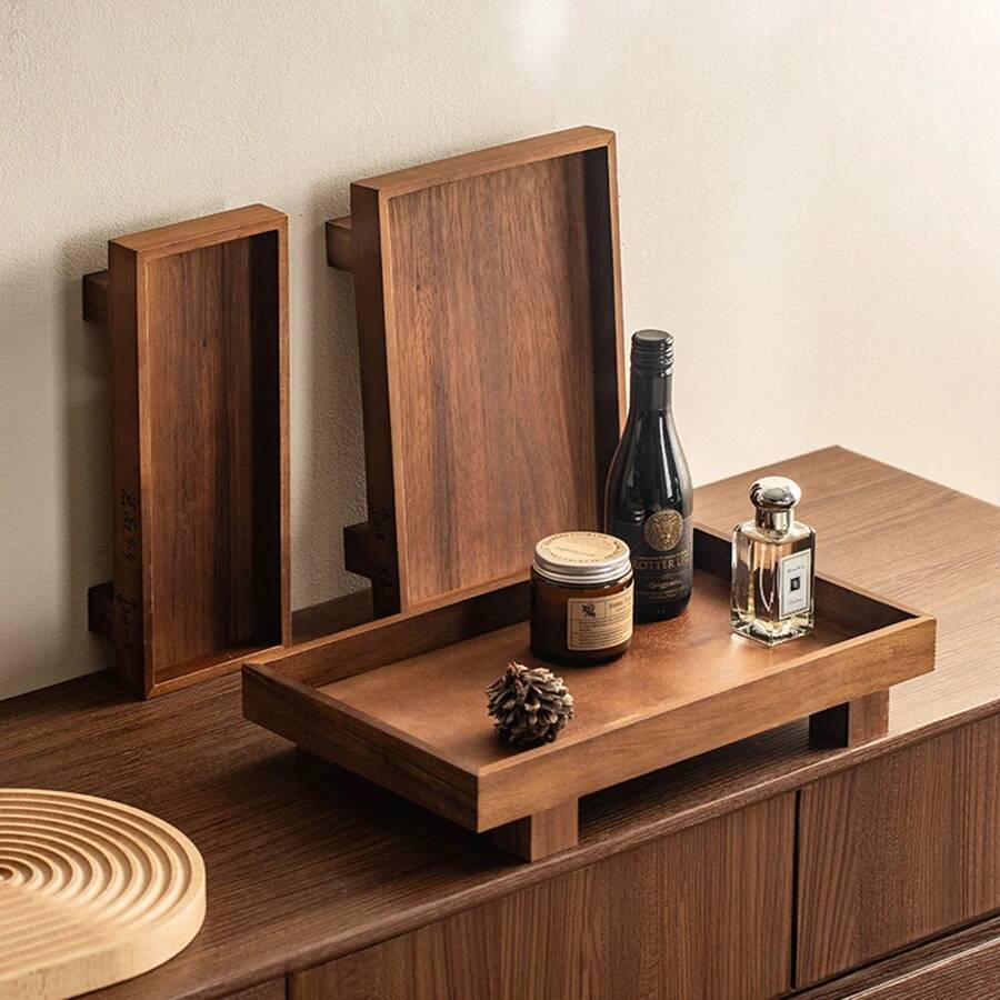 Food Storage In Restaurant - Bandeja de Servicio de Madera Estilo