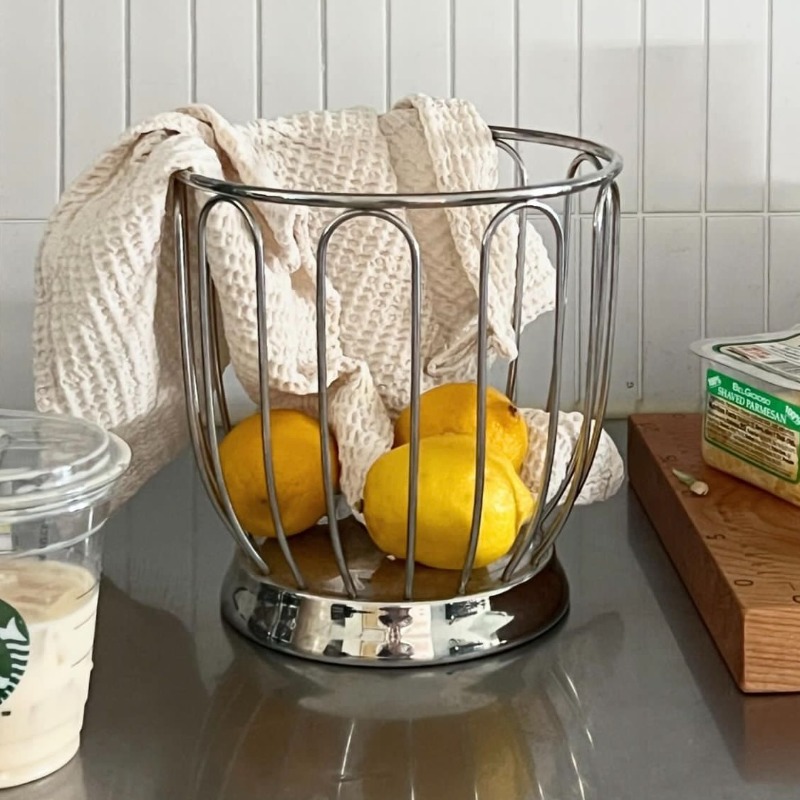 Food Storage In Restaurant - Cesta de Frutas Minimalista de Acero