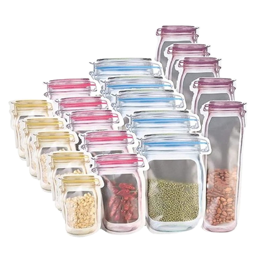 Food Storage Reusable Bags - Bolsa reutilizable con cremallera para botellas