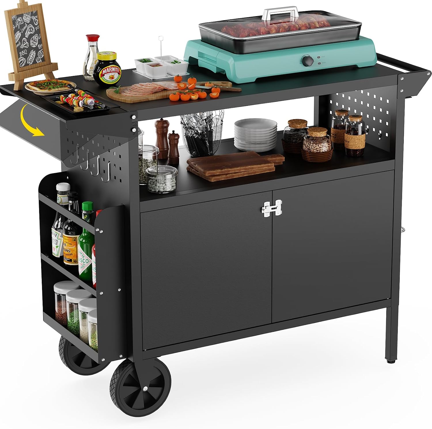 Storage Food Prep - Carrito de parrilla para exteriores con