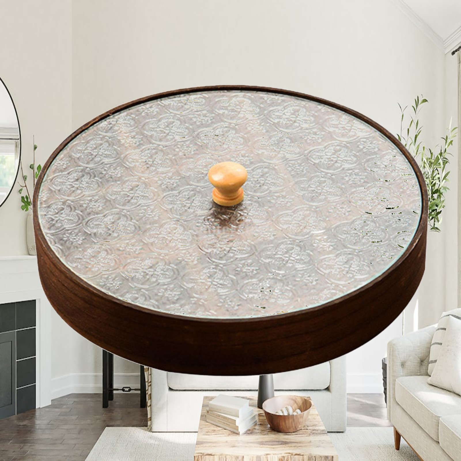 Food Storage Glass Round - Bandeja de Servir Dividida con Compartimentos,
