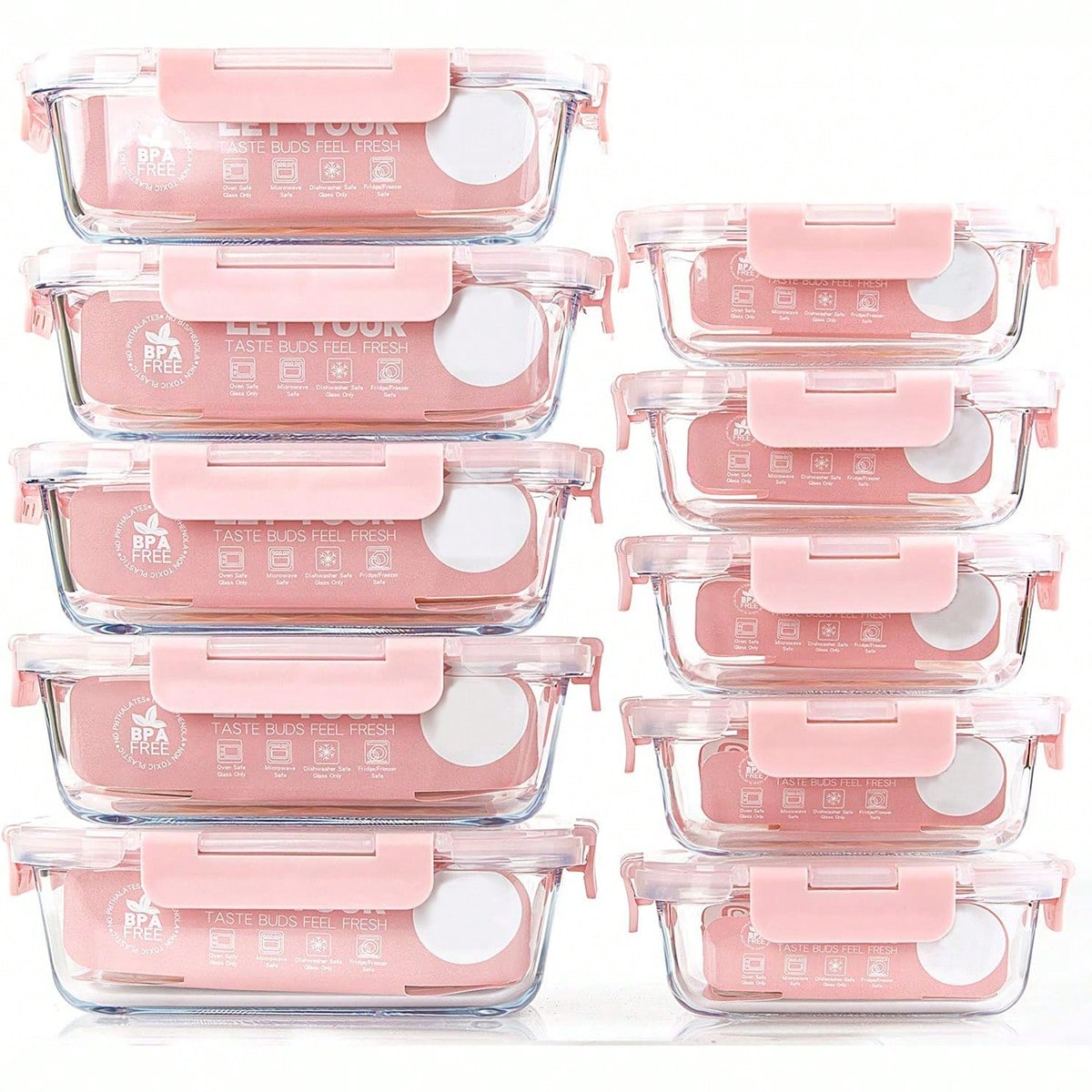 Food Storage Cupboard - Paquete de 10 recipientes de vidrio