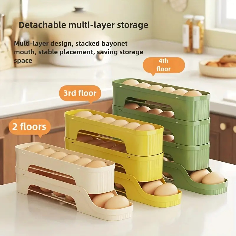 Egg Storage Holder - Soporte para huevos rodante desmontable, caja