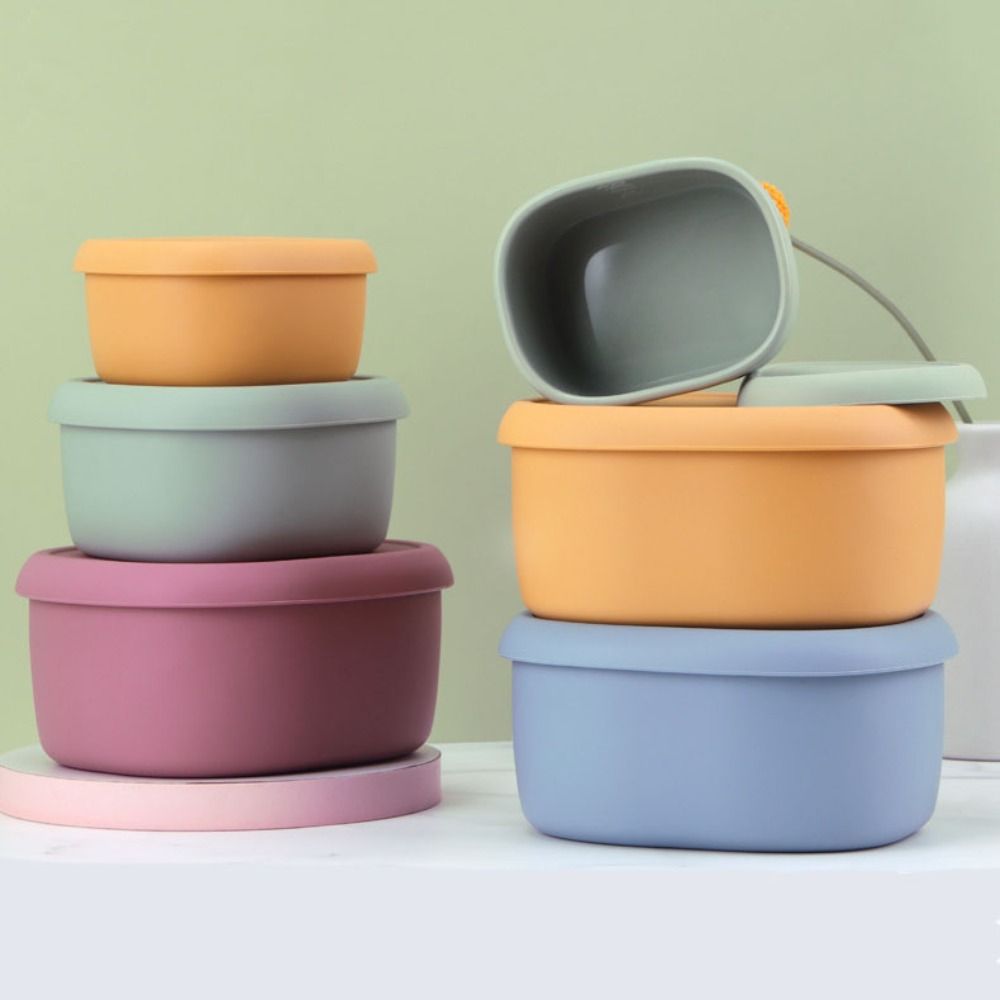 Food Storage Silicone - Fiambrera de silicona reutilizable con tapa,