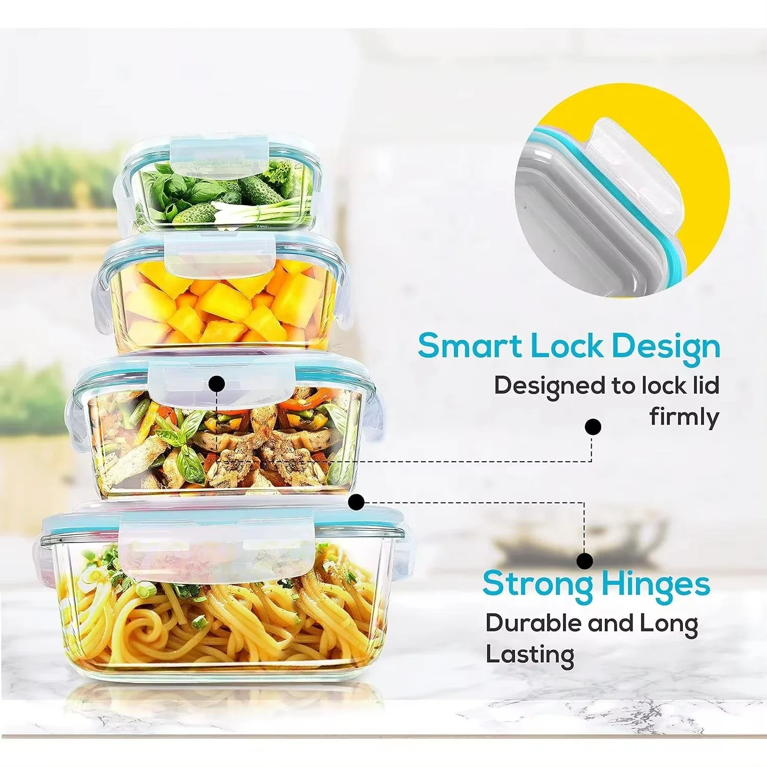 Fiambrera de vidrio, contenedo - Storage Food Prep reseña y precio