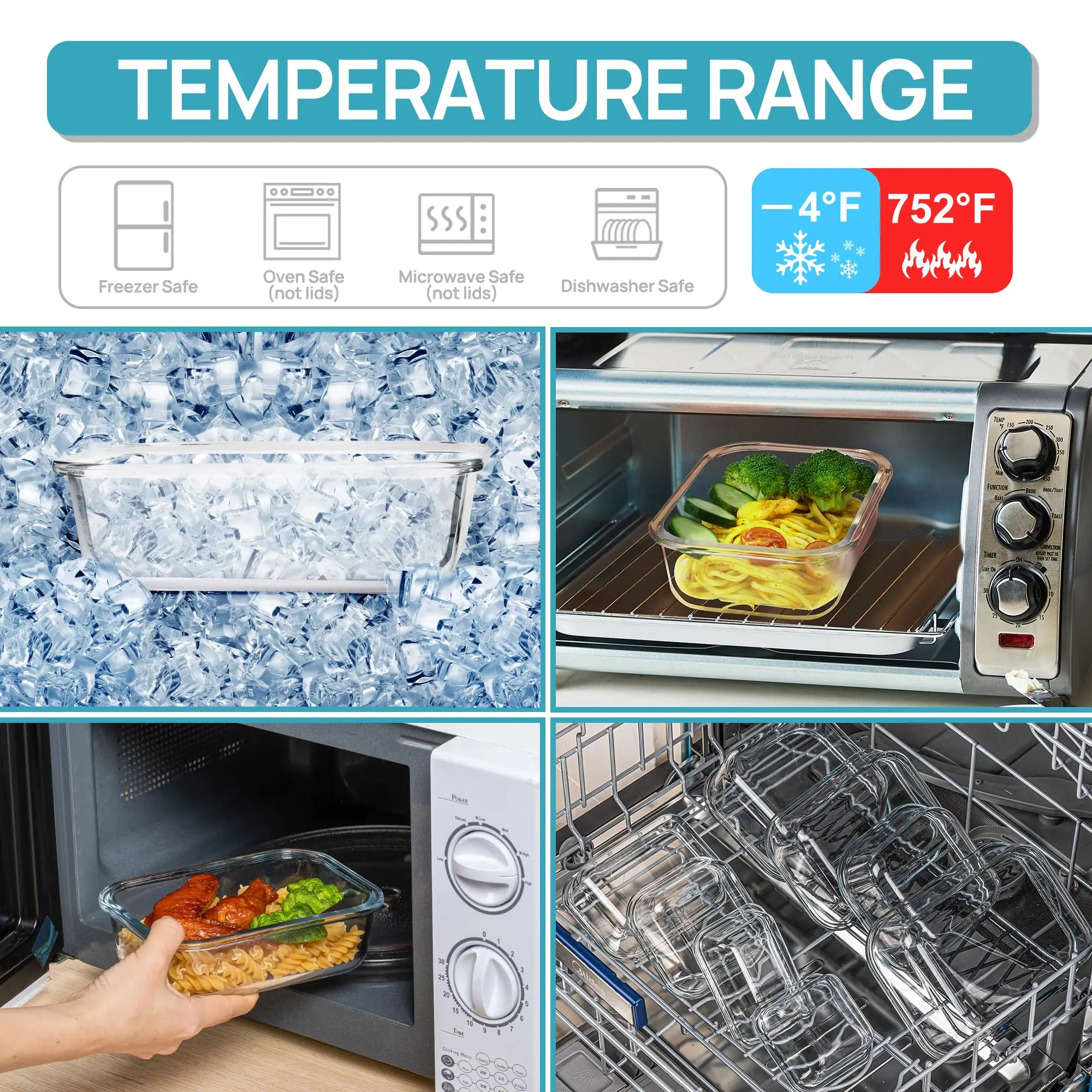 Fiambrera de vidrio, contenedo - Storage Food Prep reseña y precio